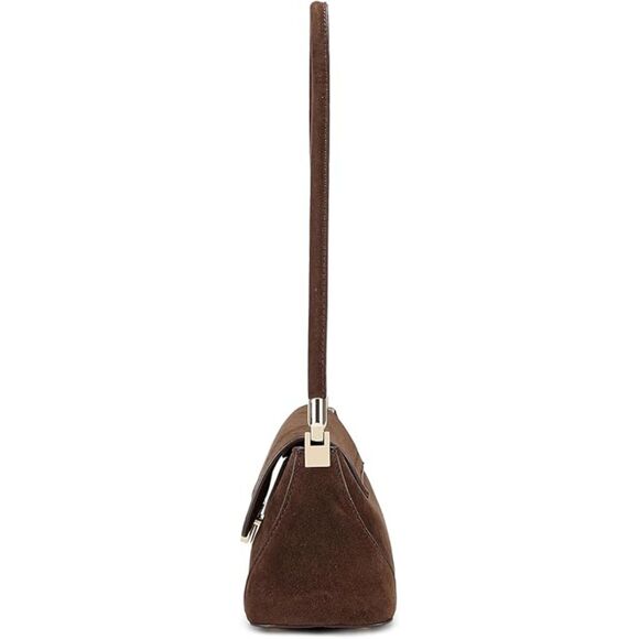 Women Suede Coffee Imported Vintage Retro Classic Cute Hobo Tote Clutch Bag - Picture 3 of 4